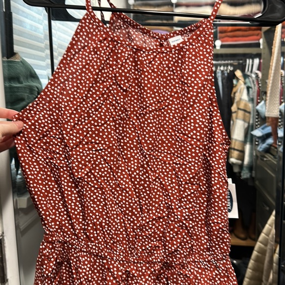 Old Navy NWT HAS POCKETS orange and white romper size S - Picture 3 of 7